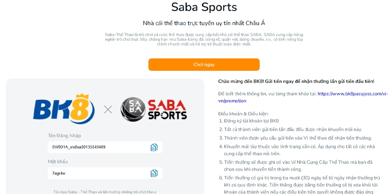 Đôi nét về sảnh Saba Sports BK8