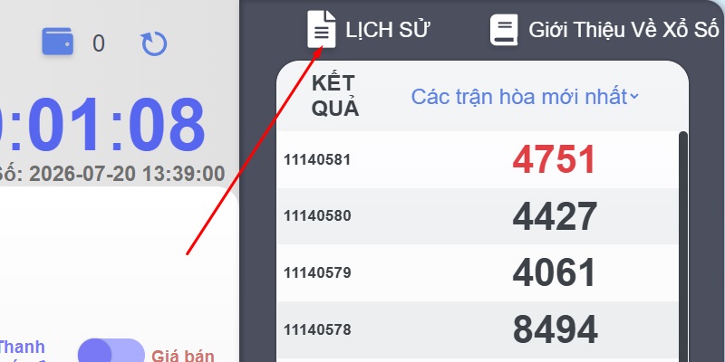 Dùng bảng thống kê lịch sử